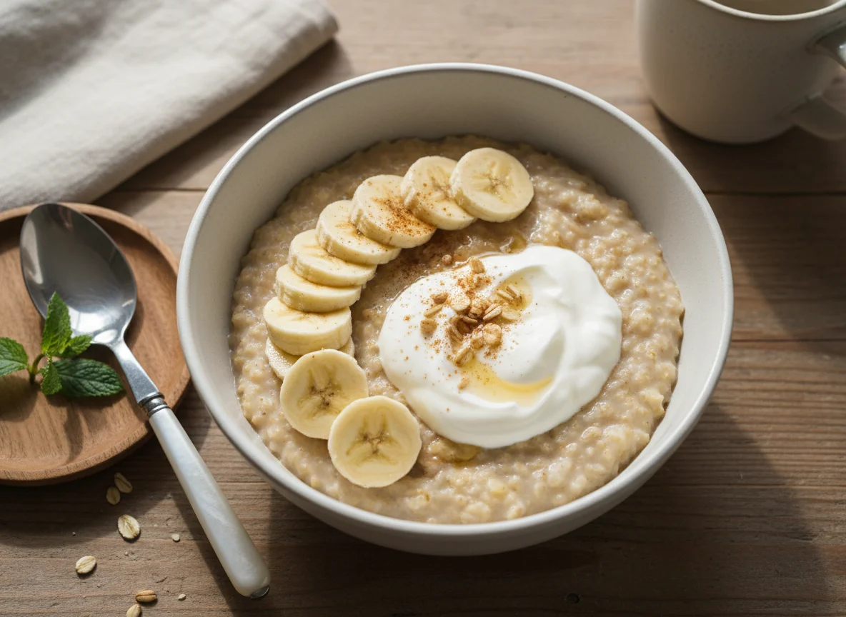 Porridge with Banana and Yoghurt photo