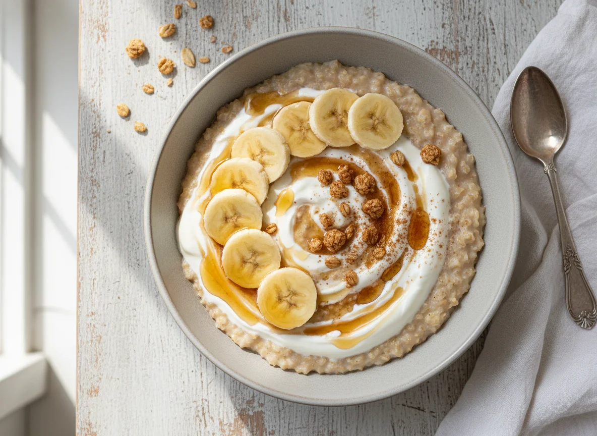 Porridge with Banana and Yogurt photo