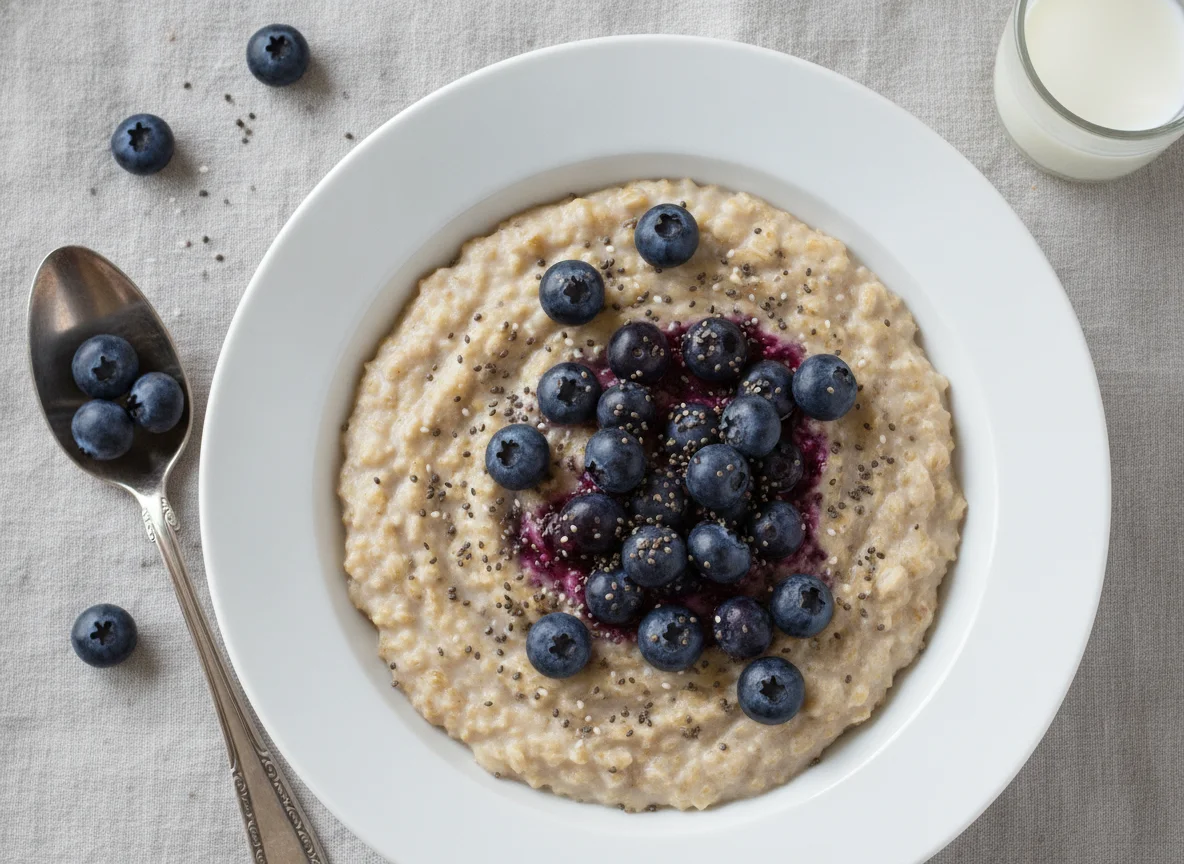 Porridge with Blueberries and Chia Seeds photo