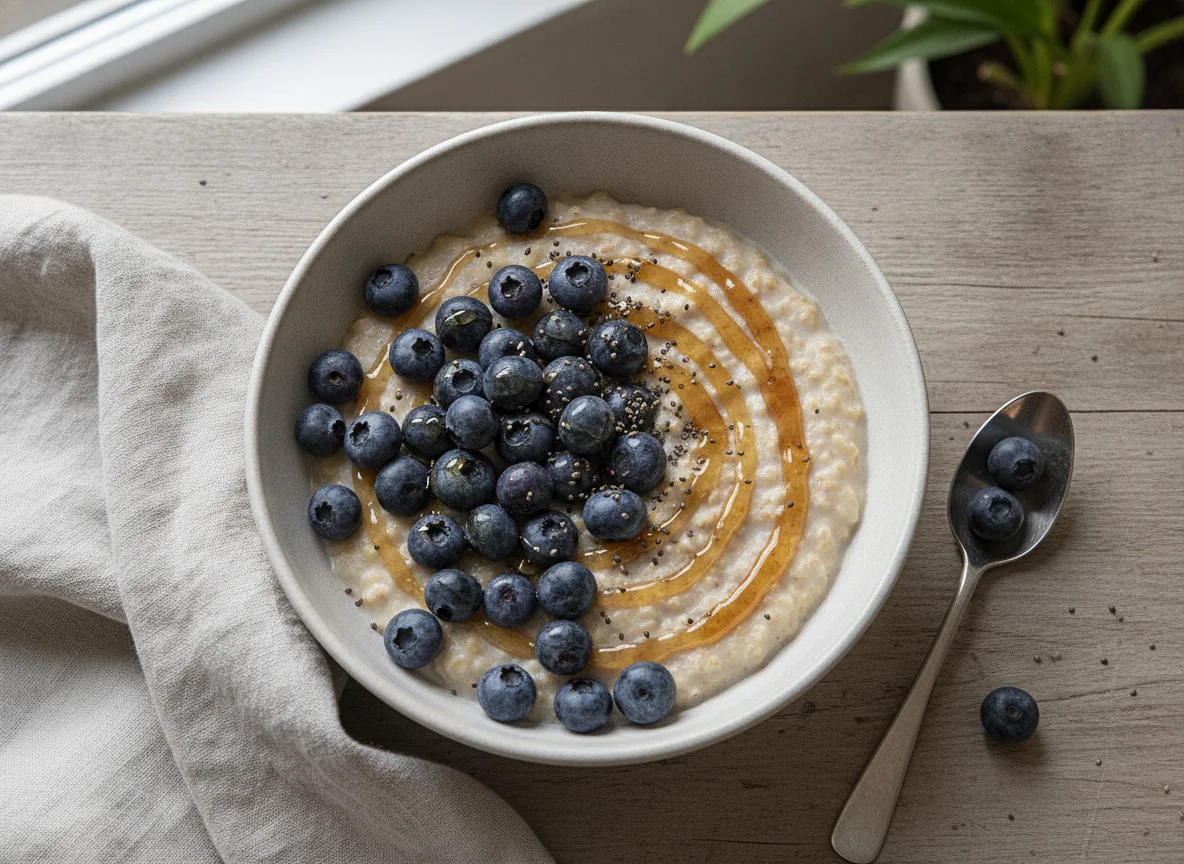 Porridge with Blueberries and Honey photo