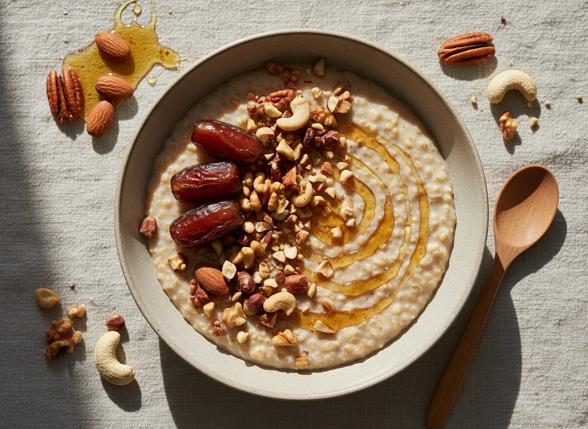 Porridge with Dates, Honey and Mixed Nuts photo
