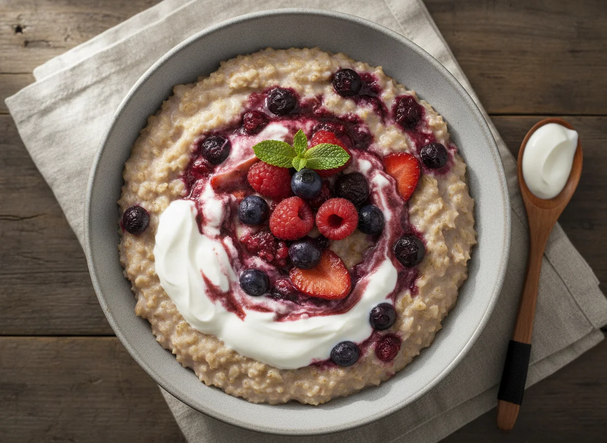 Porridge with Greek Yogurt photo