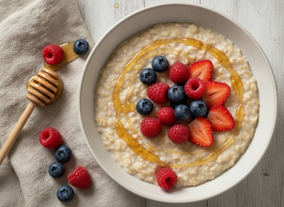 Porridge with Mixed Berries and Honey photo
