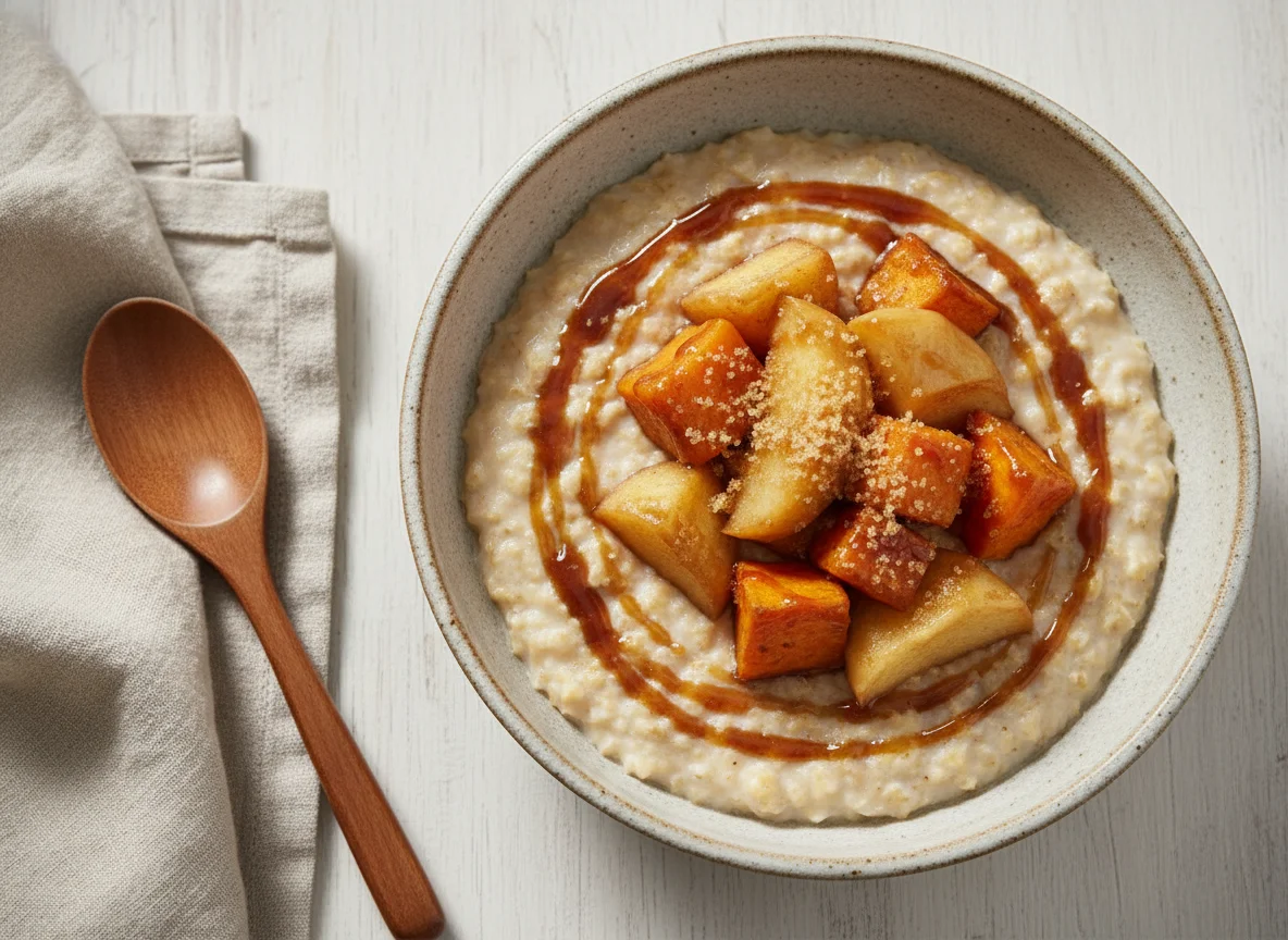 Porridge with Stewed Apple and Sweet Potato photo