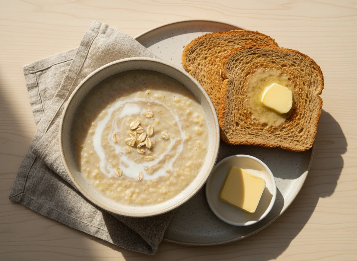 Porridge with Toast and Butter photo