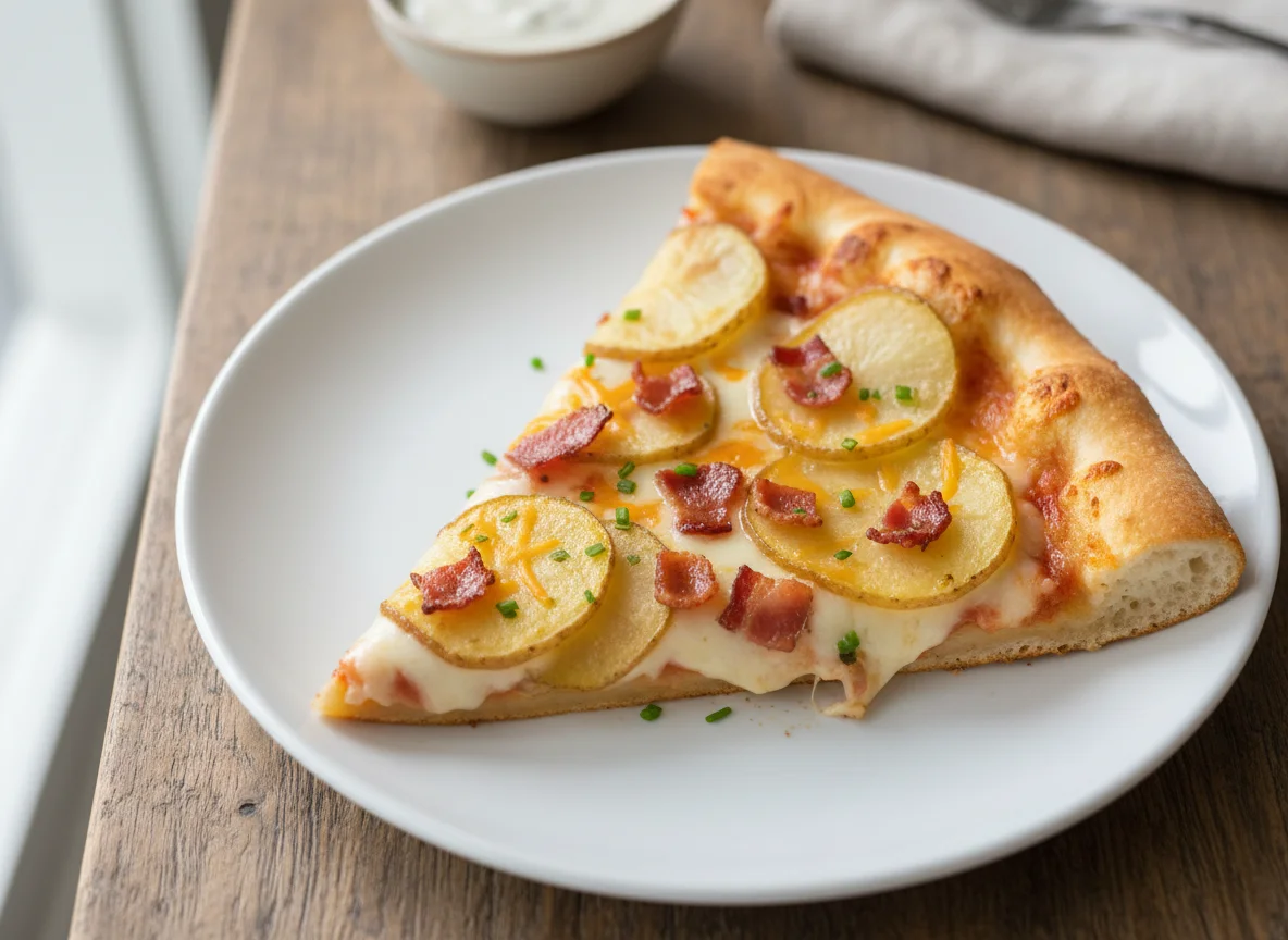 Potato and Bacon Pizza Slice photo