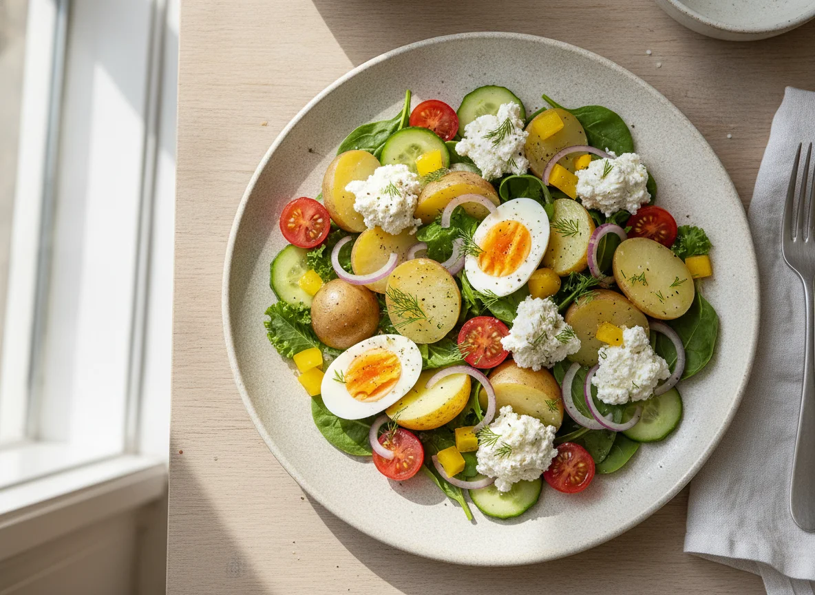 Potato and Boiled Egg Salad with Cottage Cheese photo