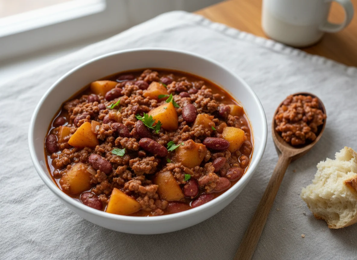 Potato and Kidney Bean Stew with Minced Meat photo