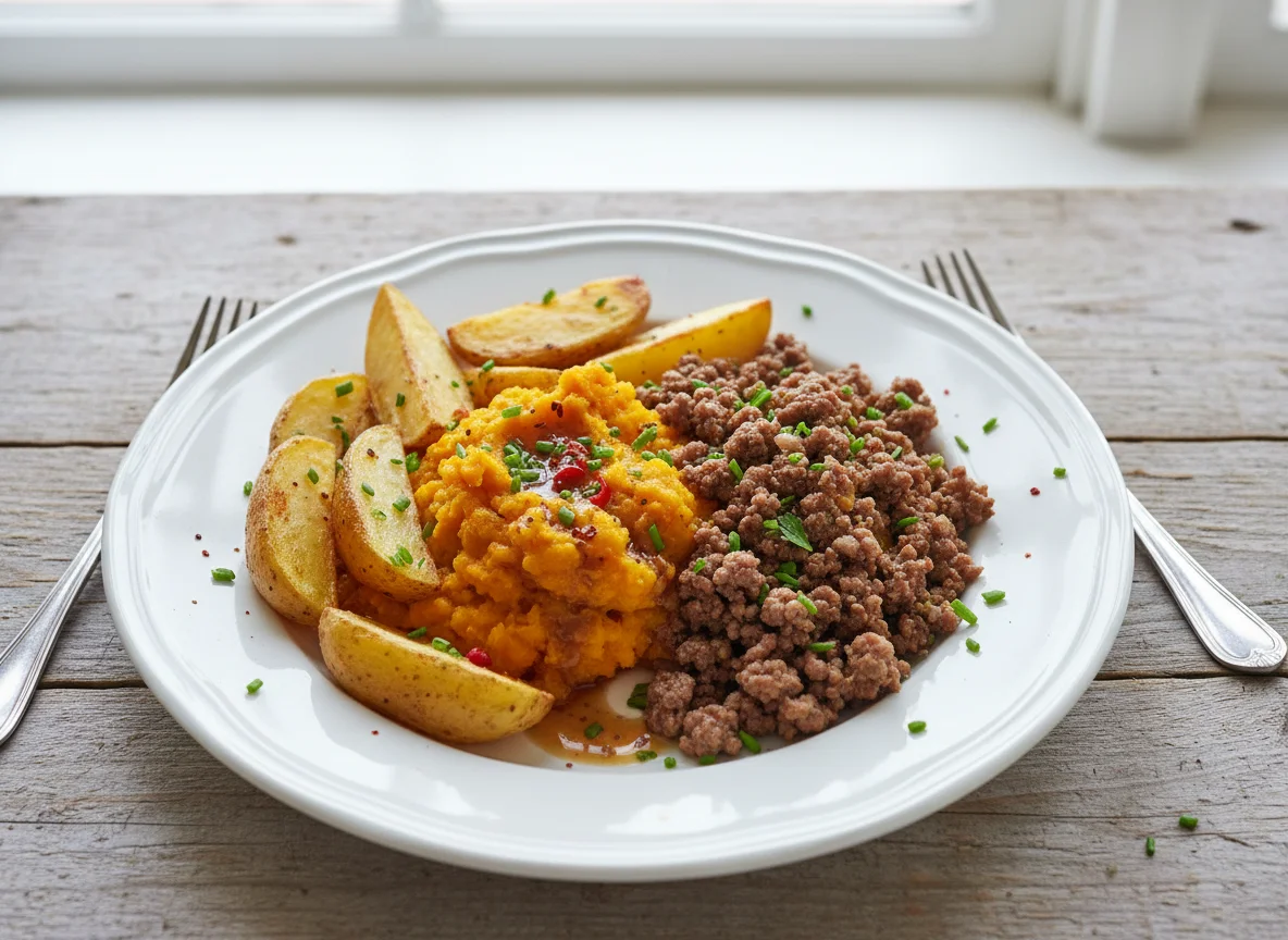 Potato and Pumpkin with Minced Meat photo