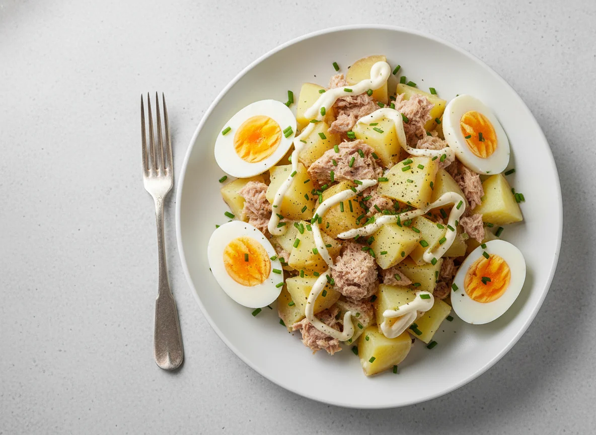 Potato and Tuna Salad with Boiled Eggs photo