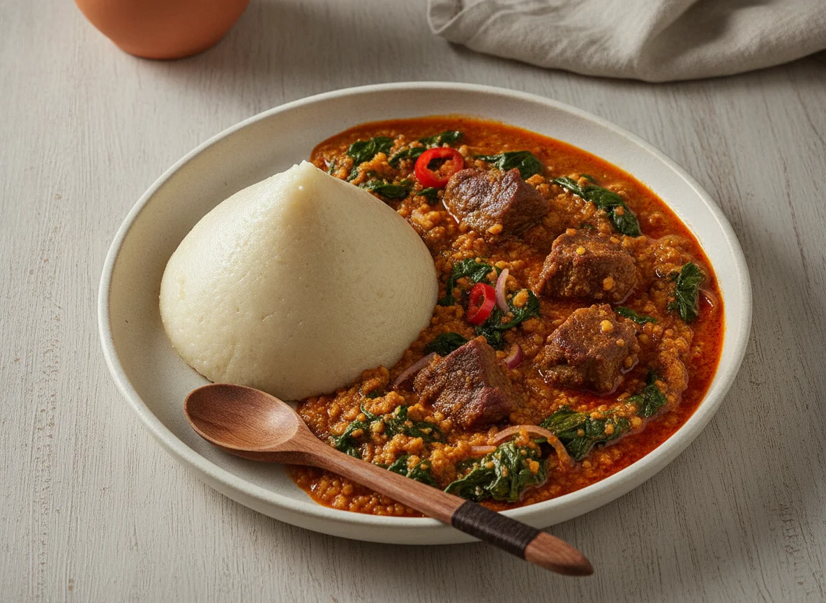 Pounded Yam and Egusi Soup photo