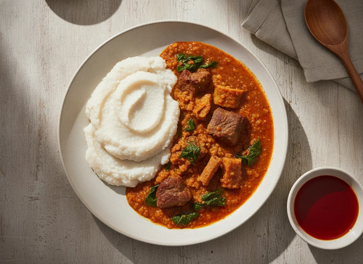 Pounded Yam with Egusi Soup photo