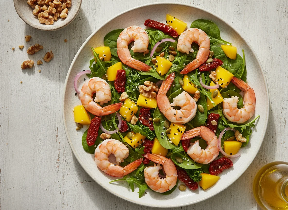 Prawn and Mango Salad with Seeds and Walnuts photo