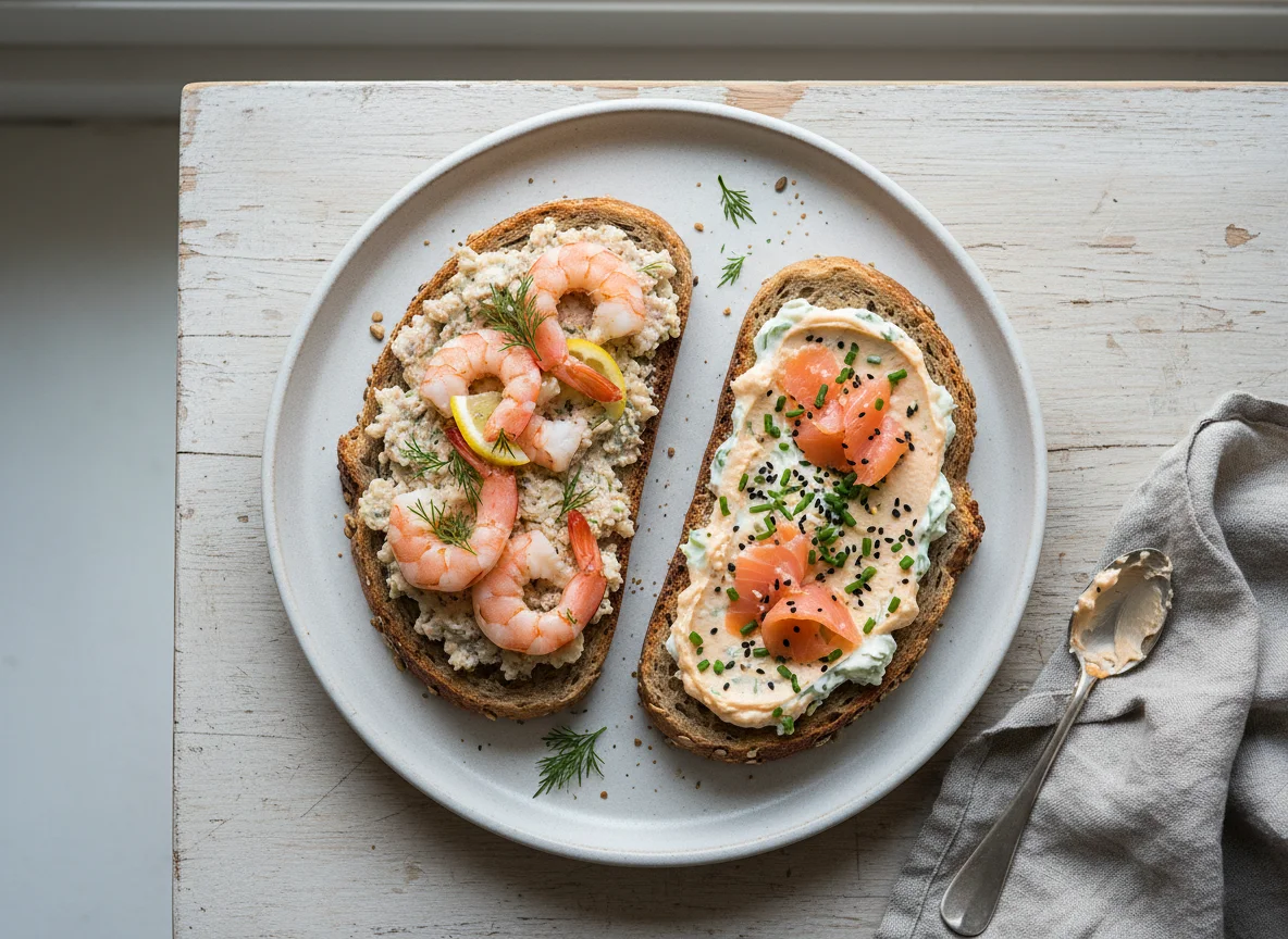 Prawn and Salmon Paste on Seeded Bread photo