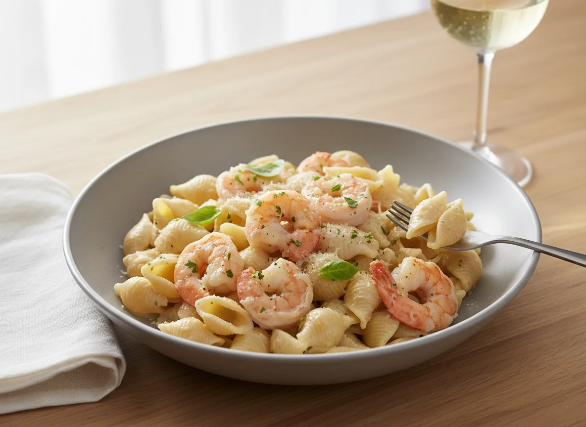 Prawn and Shell Pasta in Cream Sauce photo