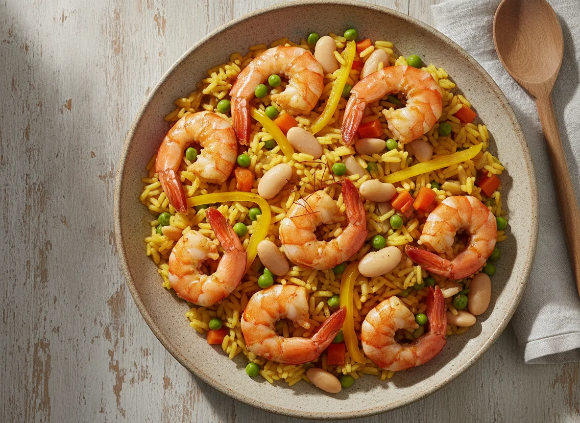 Prawn and Vegetable Paella photo