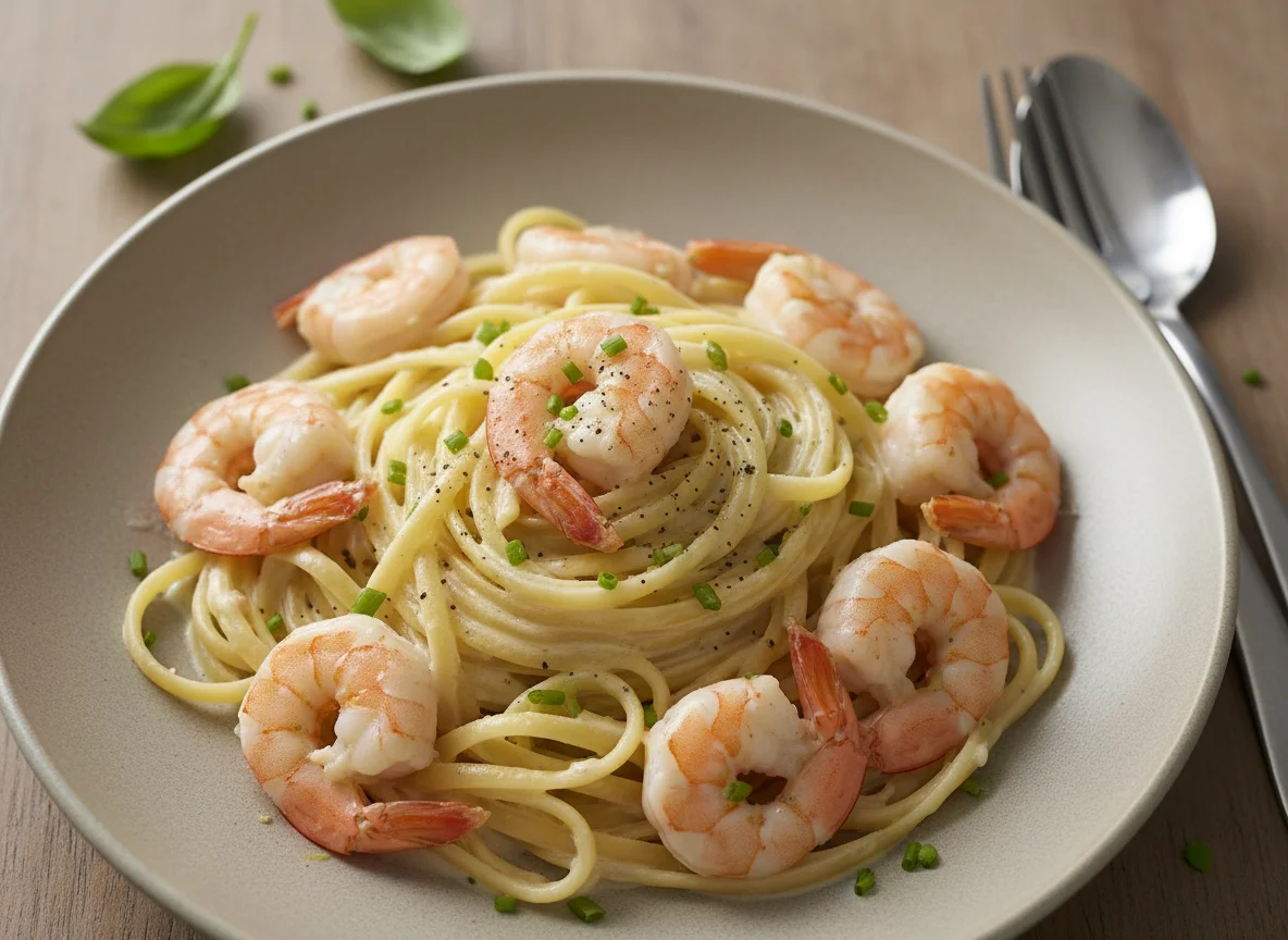 Prawn Linguine in Creamy Sauce photo