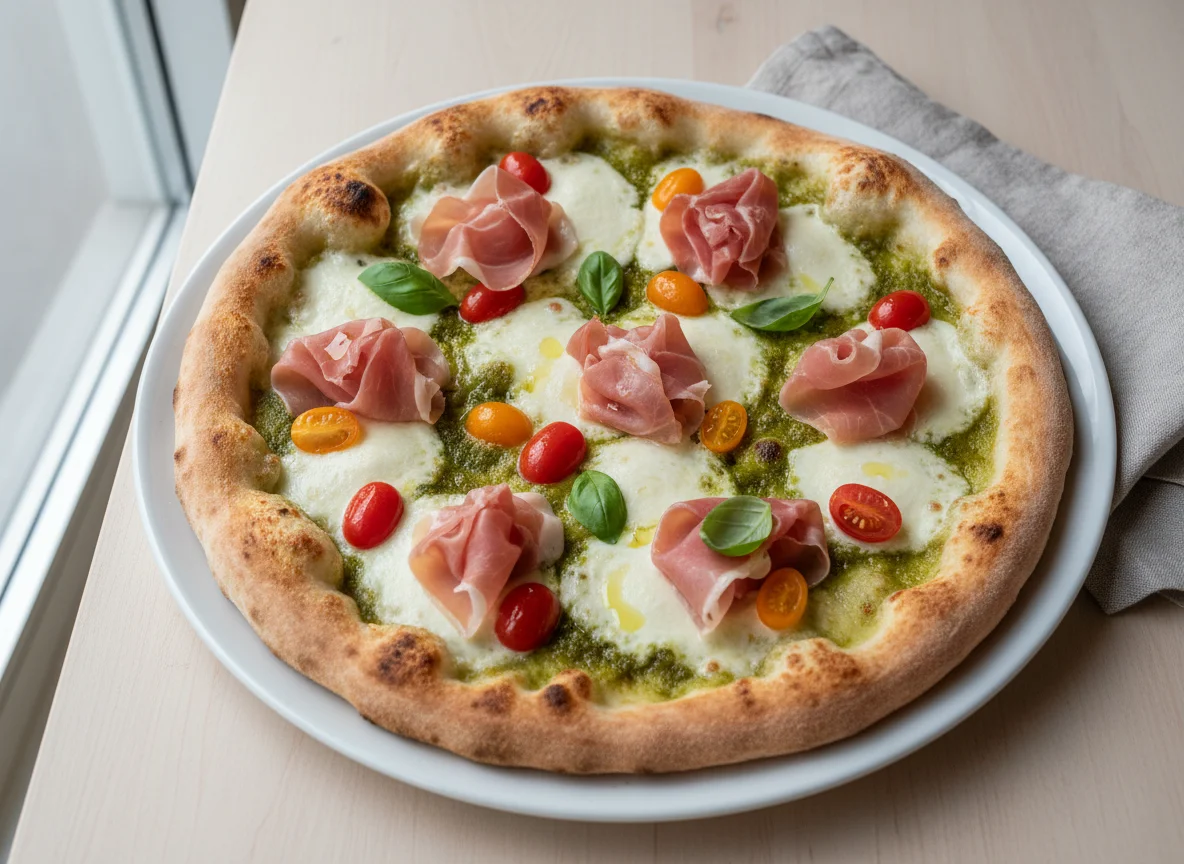 Prosciutto and Mozzarella Pizza photo