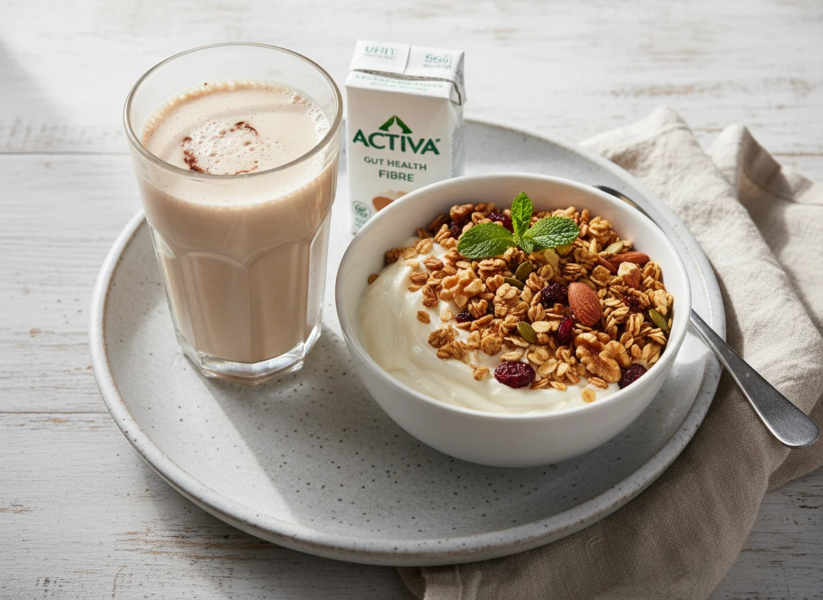 Protein Milkshake and Yogurt with Granola photo