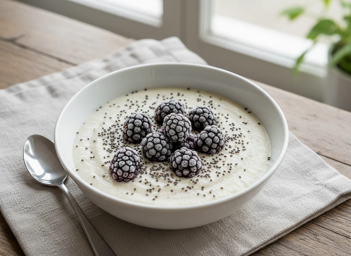 Protein Pudding with Berries and Chia Seeds photo
