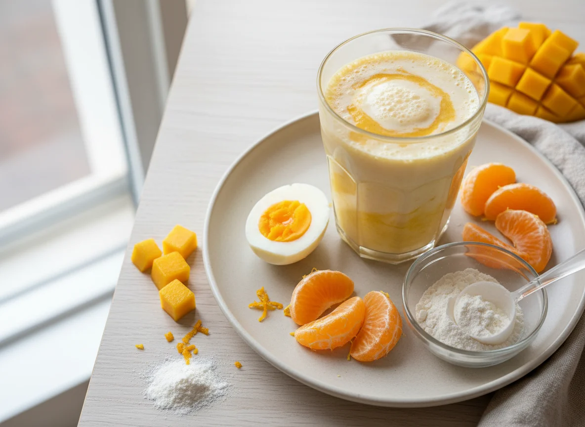 Protein Shake with Fruits and Eggs photo