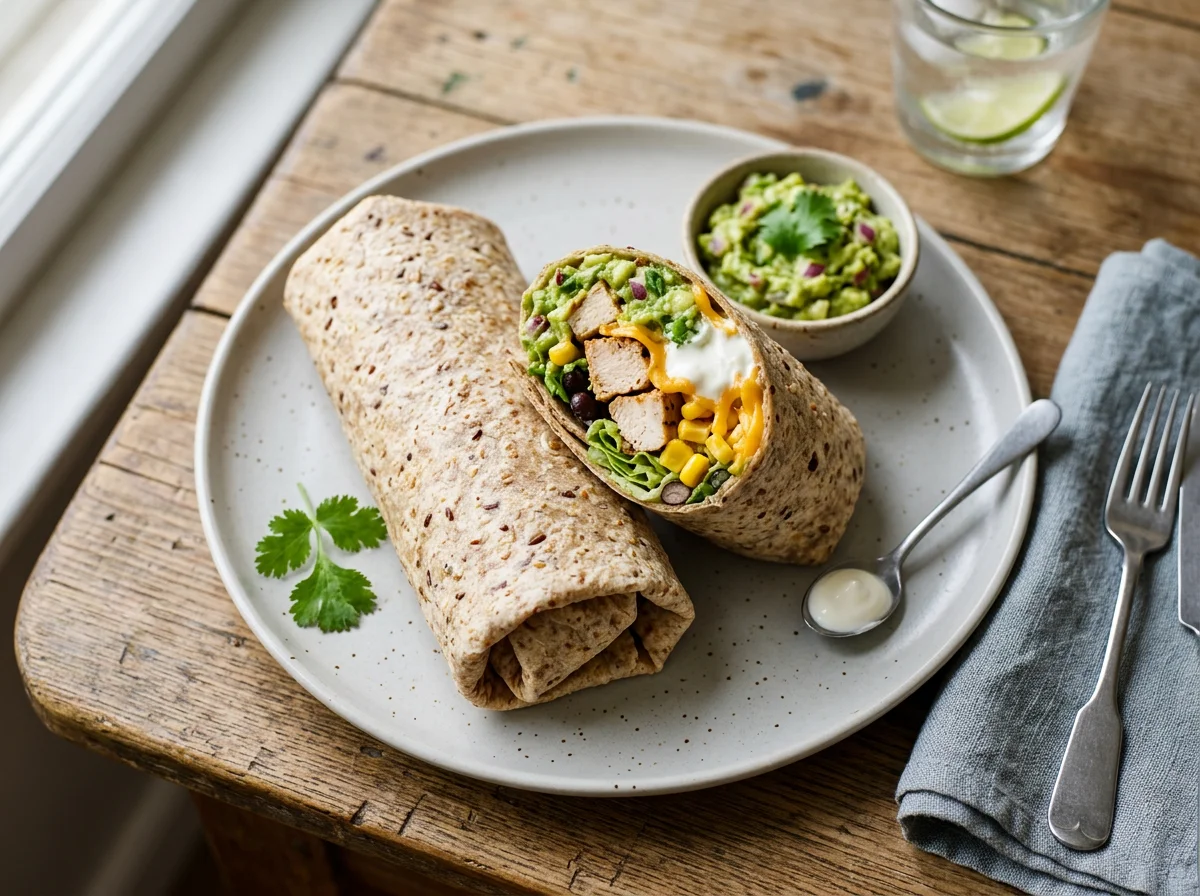 Protein Wraps with Guacamole, Cheese, and Corn photo