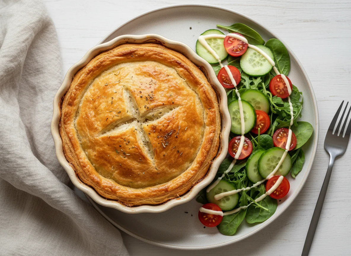 Puff Pastry Bake with Salad photo
