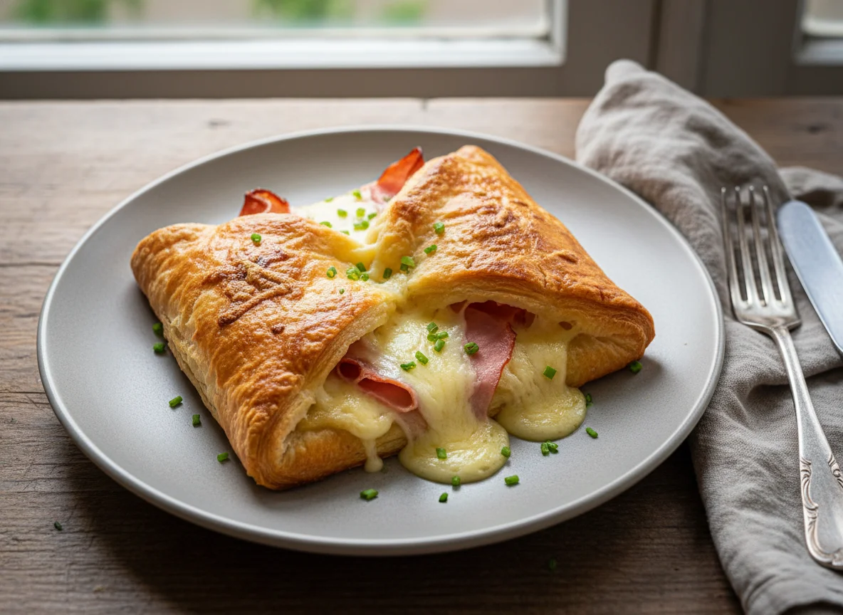Puff Pastry with Ham and Cheese photo