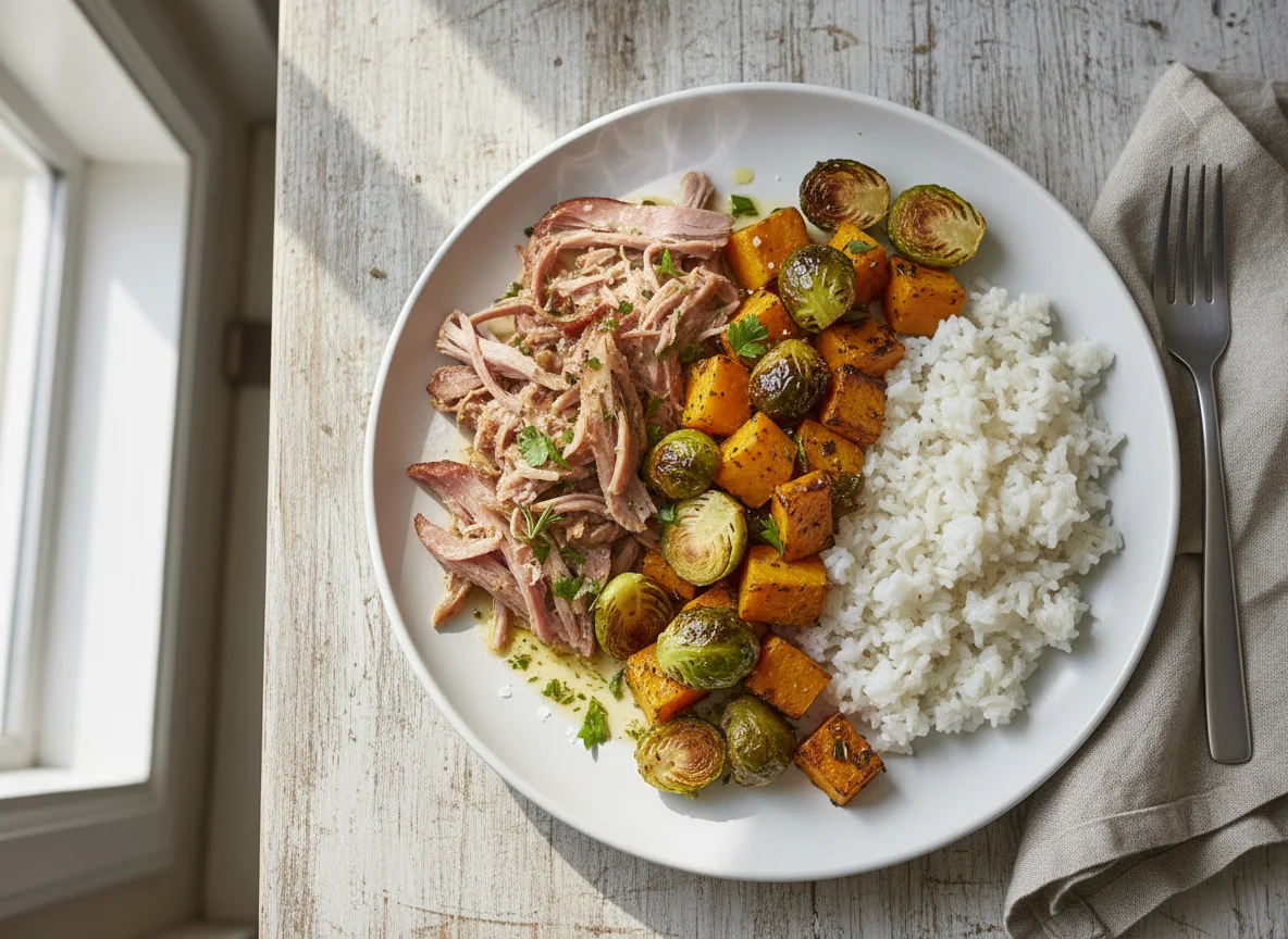 Pulled Ham and Roasted Vegetables with Rice photo