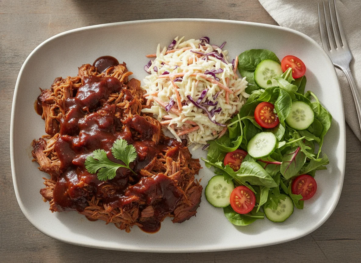Pulled Pork with Coleslaw and Side Salad photo