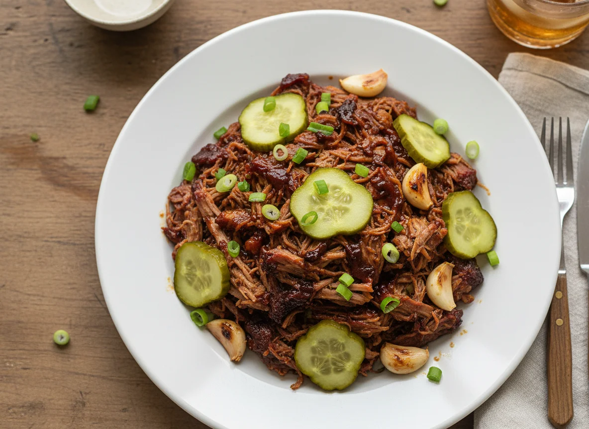Pulled Pork with Pickles and Garlic photo