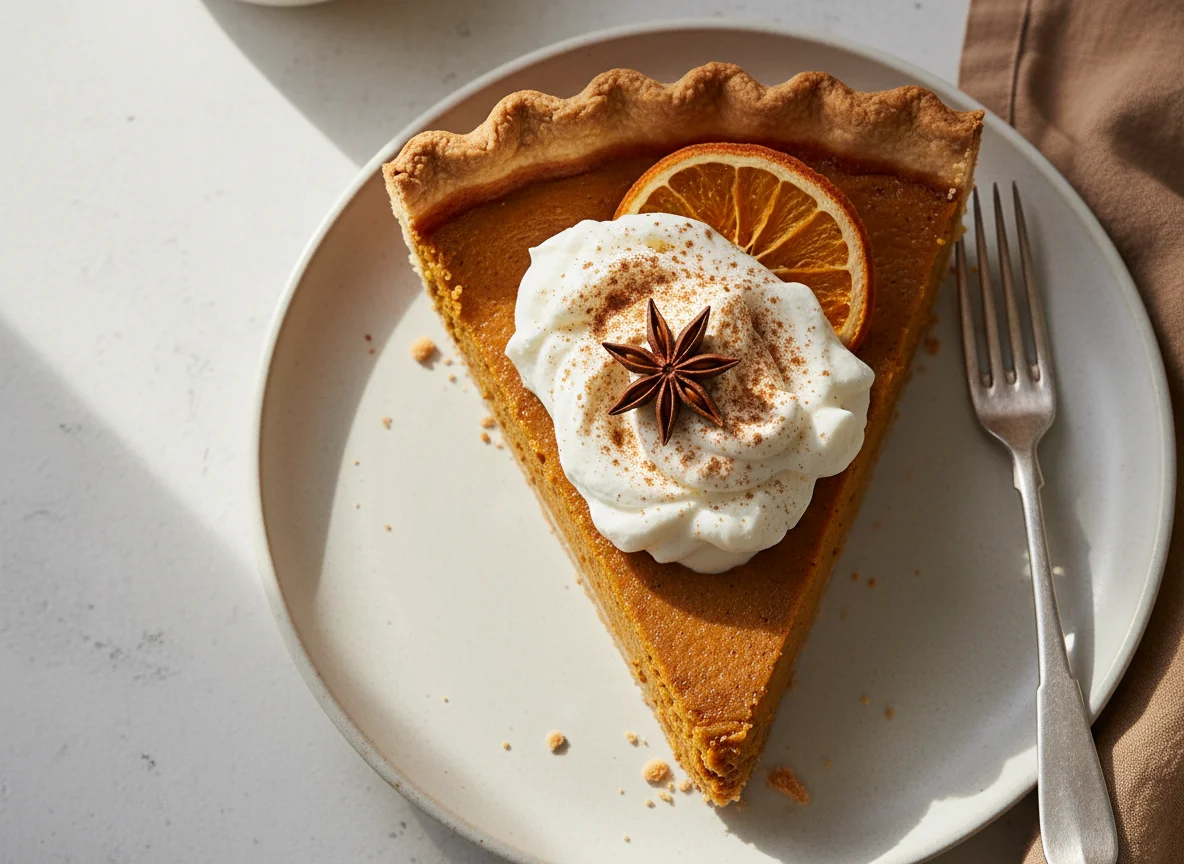Pumpkin Pie with Whipped Topping photo