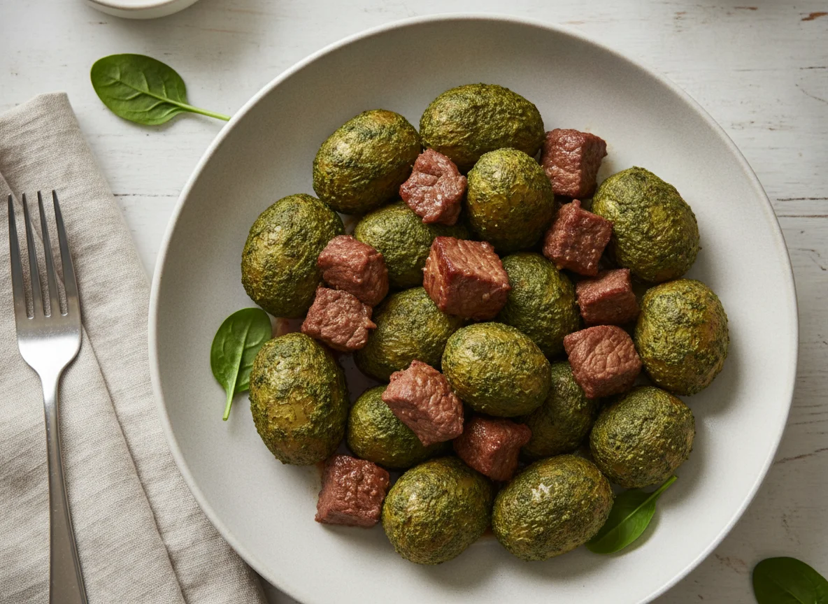 Purepower Slow Cooked Diced Steak with Spinach Coated Baby Potatoes photo