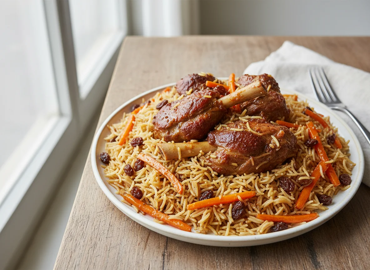 Qabuli Palaw (Afghan Rice with Lamb, Carrots, and Raisins) photo
