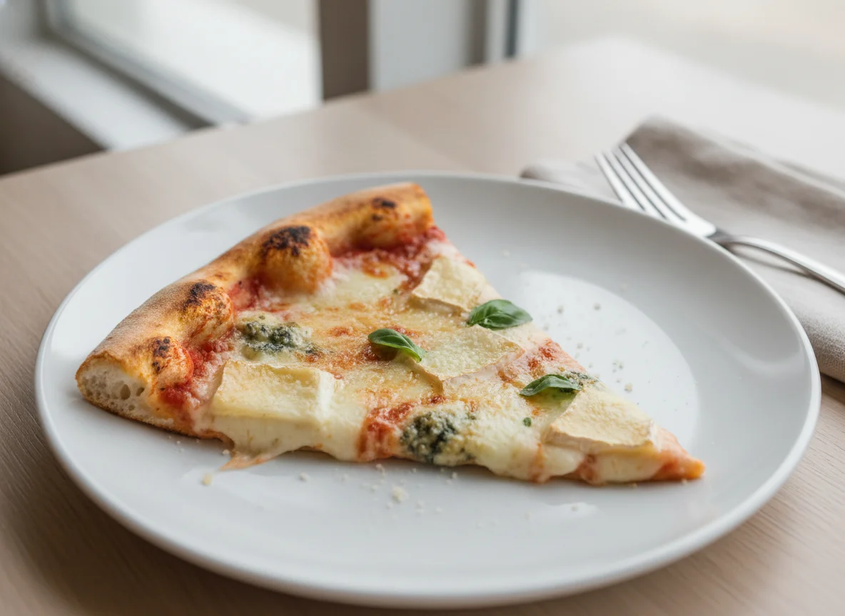 Quattro Formaggi Pizza Slice photo