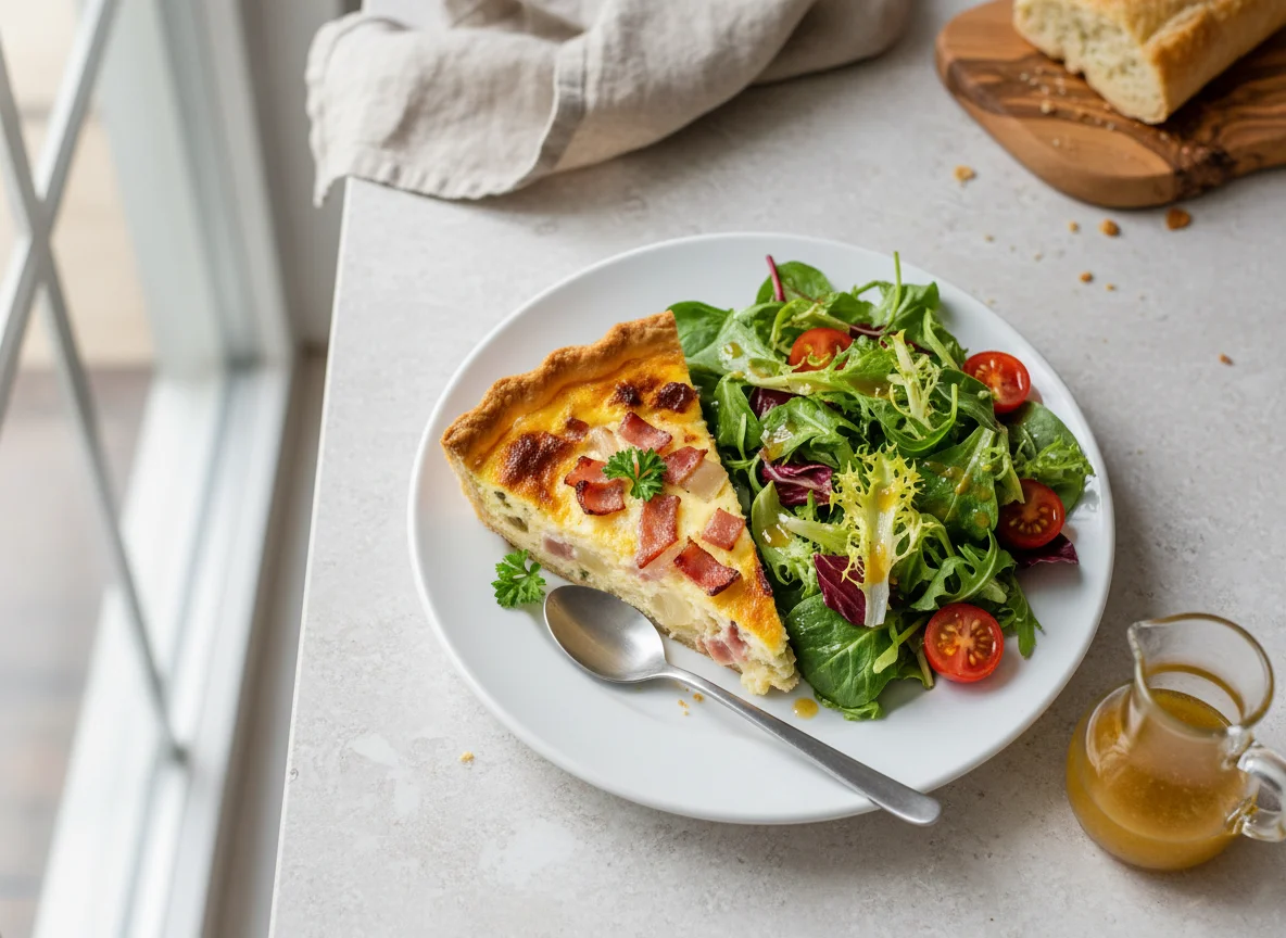 Quiche Lorraine with Green Salad photo