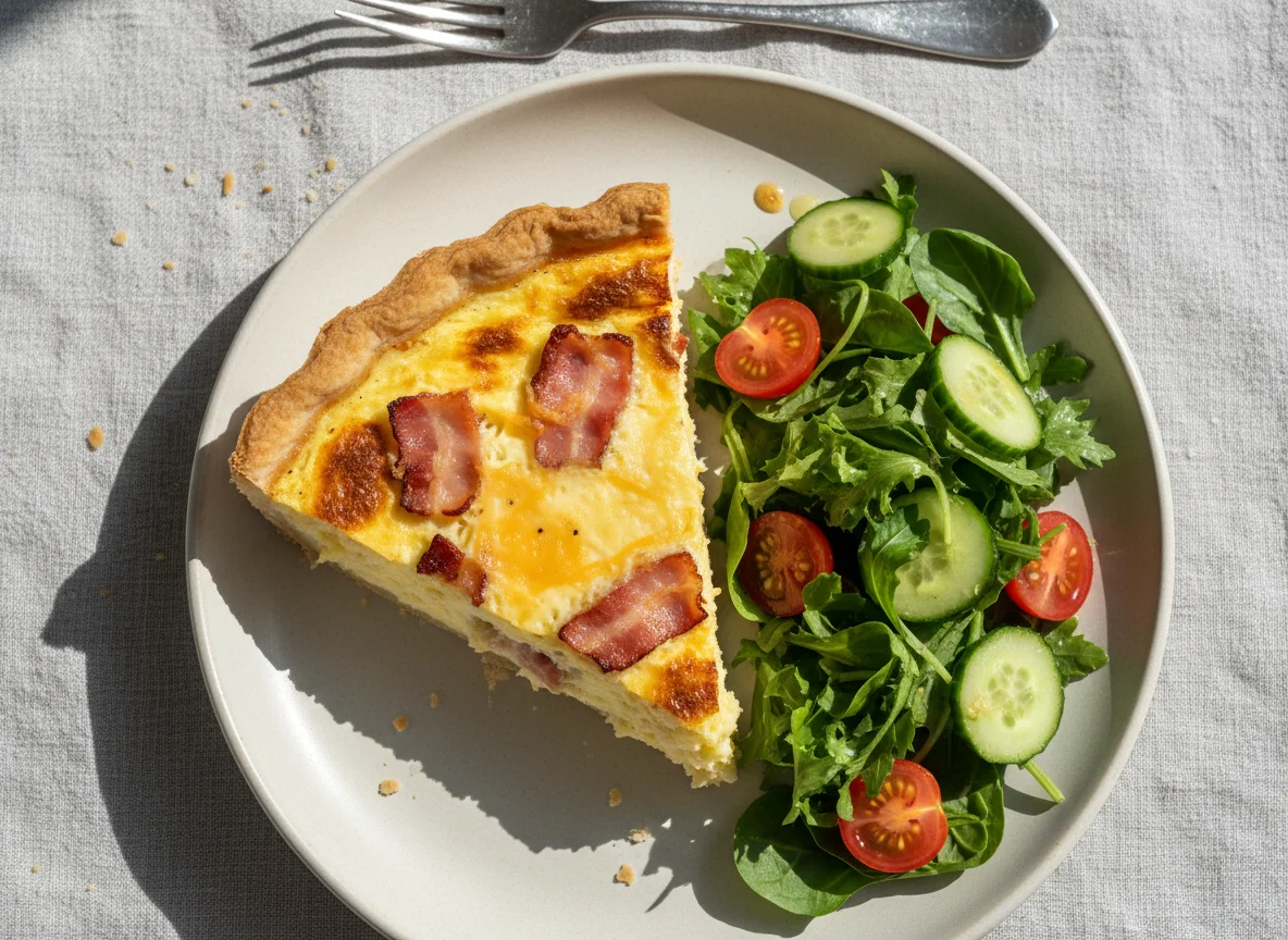 Quiche Lorraine with side salad photo