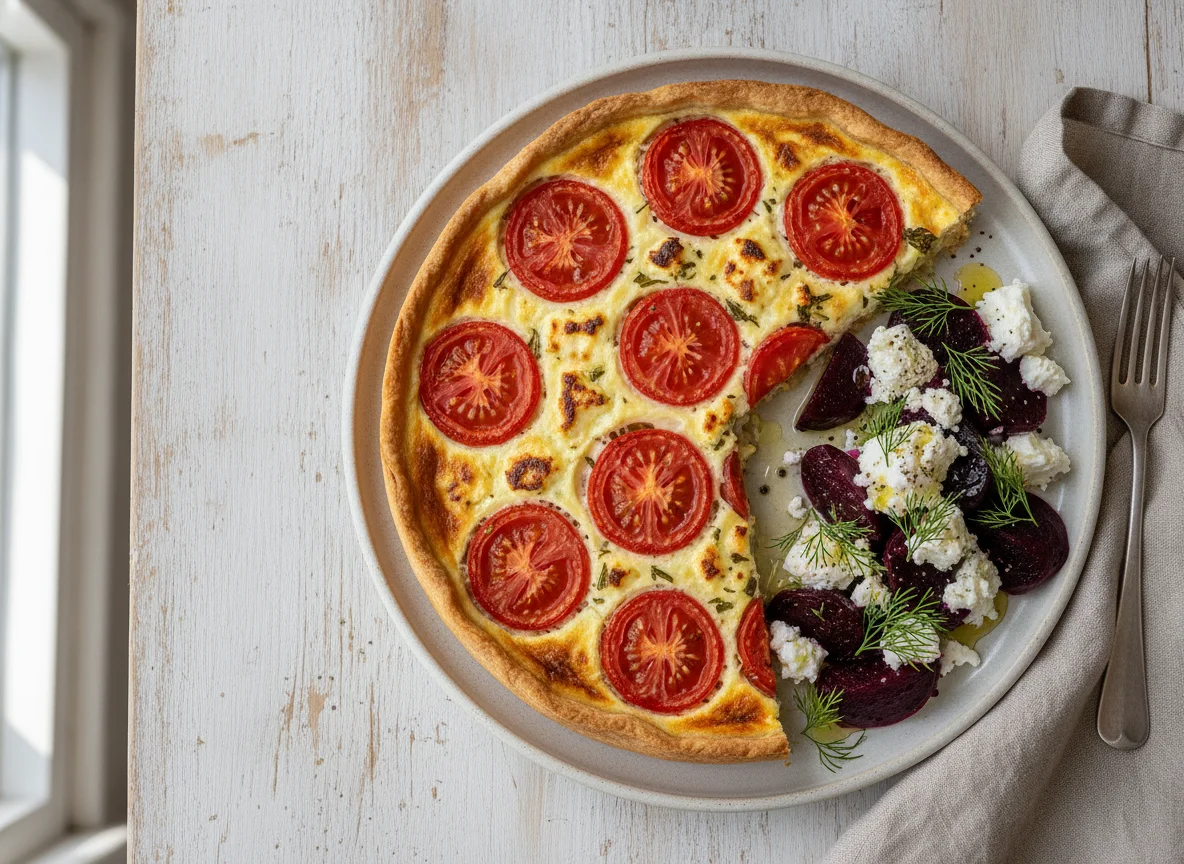 Quiche with Beetroot and Feta Salad photo