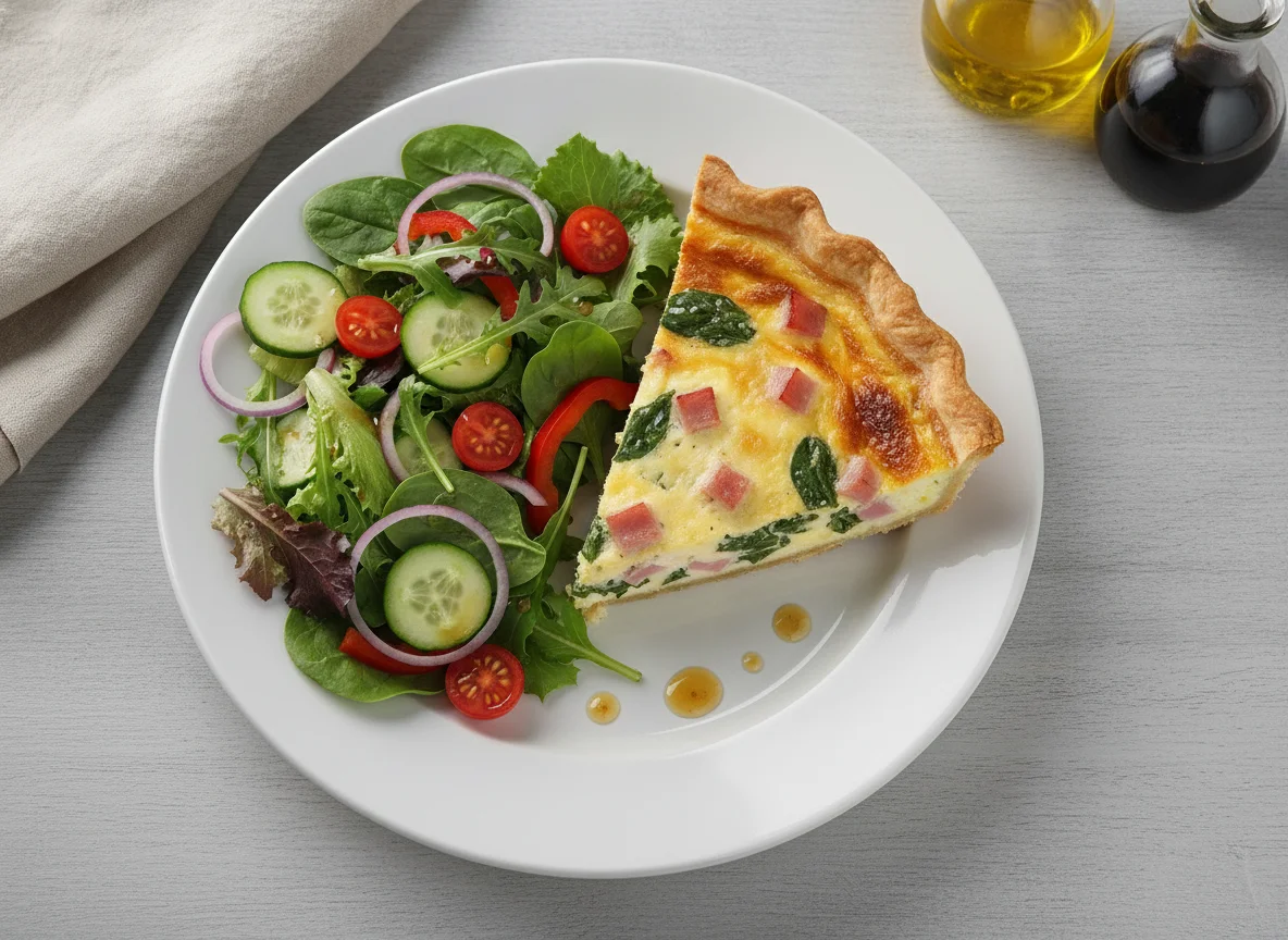 Quiche with Mixed Green Salad photo