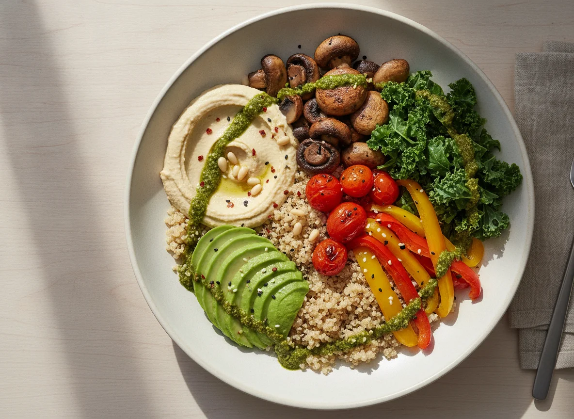 Quinoa Buddha Bowl with Hummus and Avocado photo