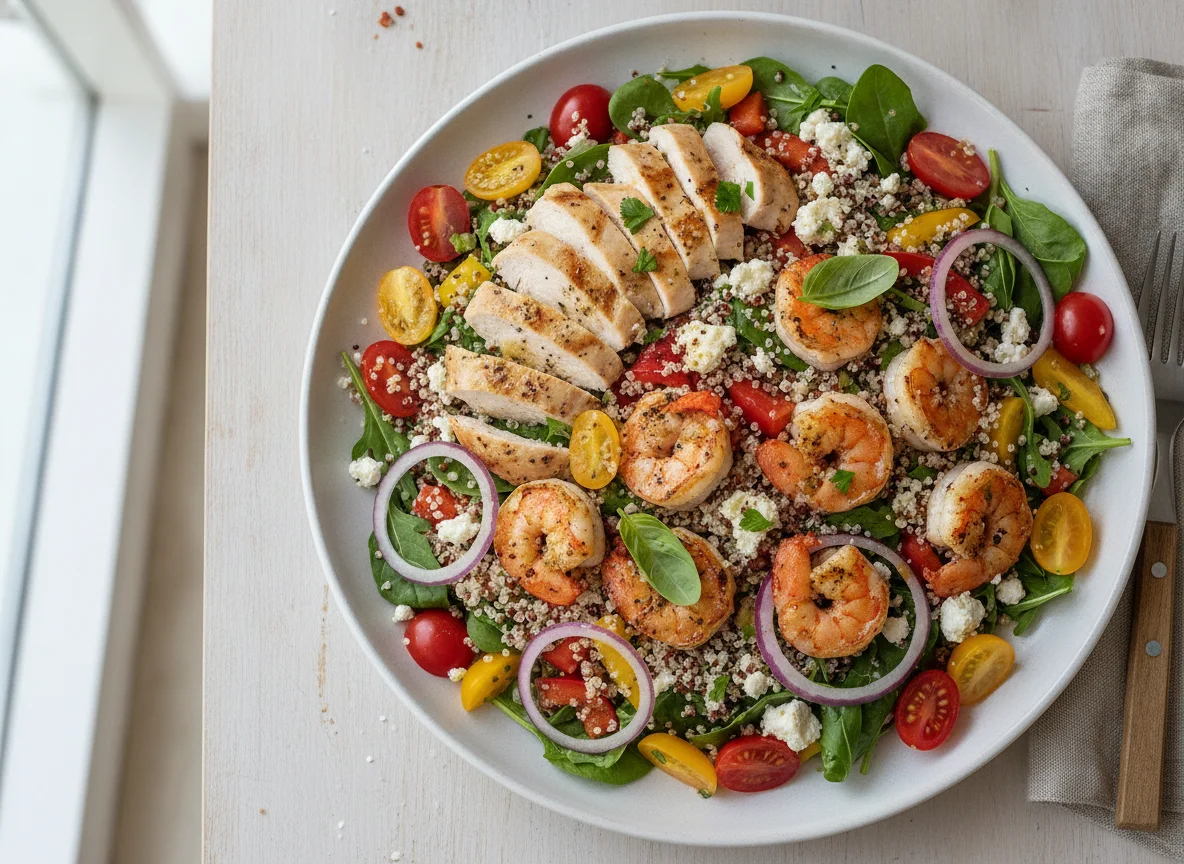 Quinoa Chicken and Shrimp Salad photo