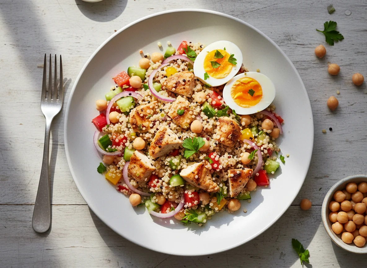 Quinoa Salad with Chicken and Boiled Eggs photo
