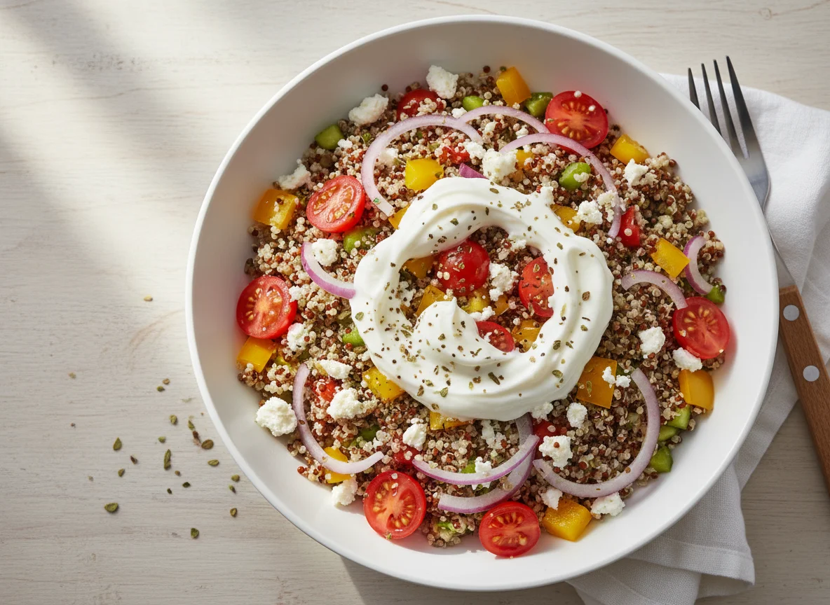 Quinoa Salad with Feta and Yogurt Dressing photo