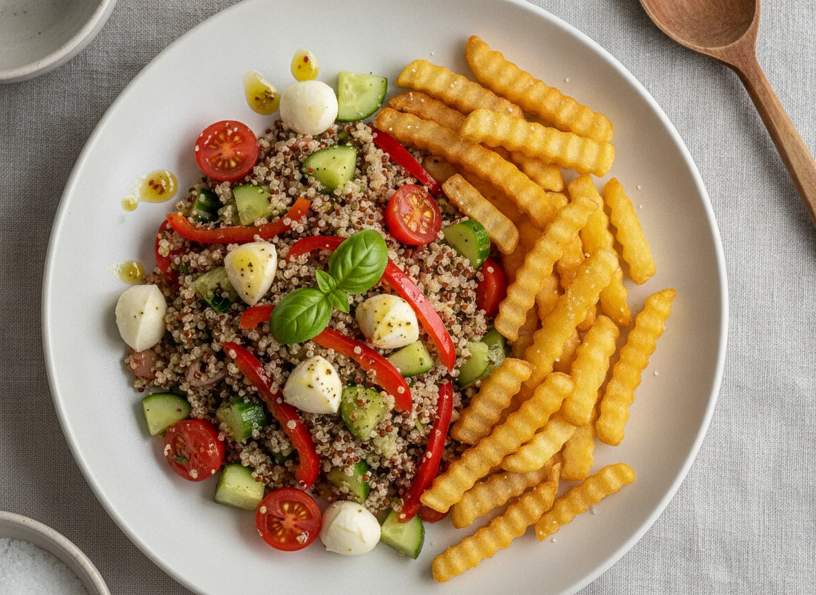 Quinoa Salad with French Fries photo
