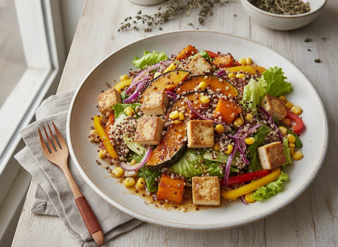 Quinoa Salad with Roasted Pumpkin and Tofu photo