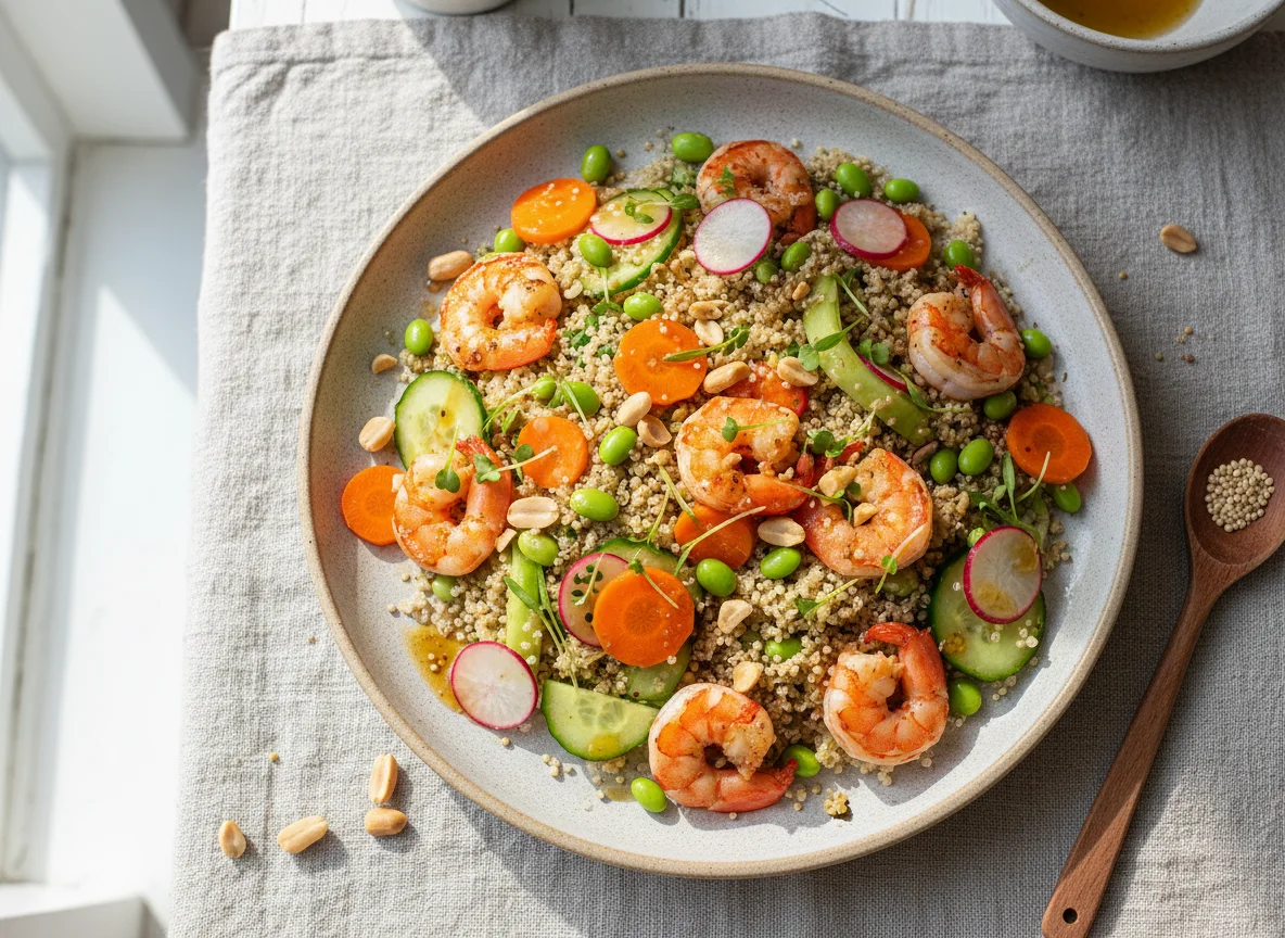 Quinoa Salad with Shrimp and Vegetables photo