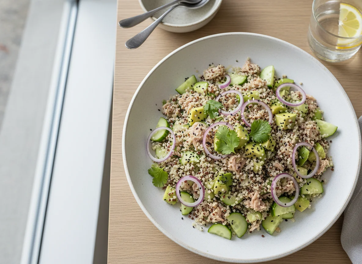 Quinoa, Tuna, Avocado, and Cucumber Salad photo