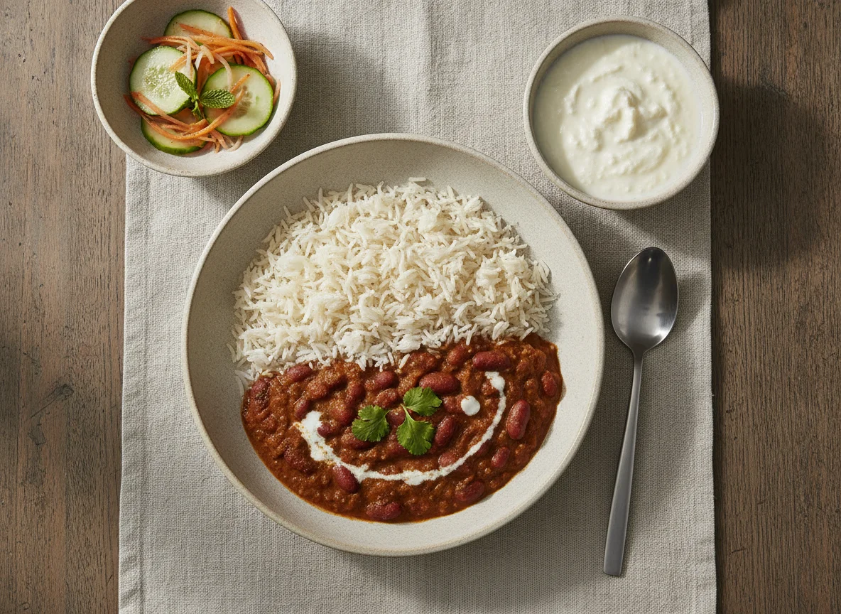 Rajma Chawal with Curd and Salad photo