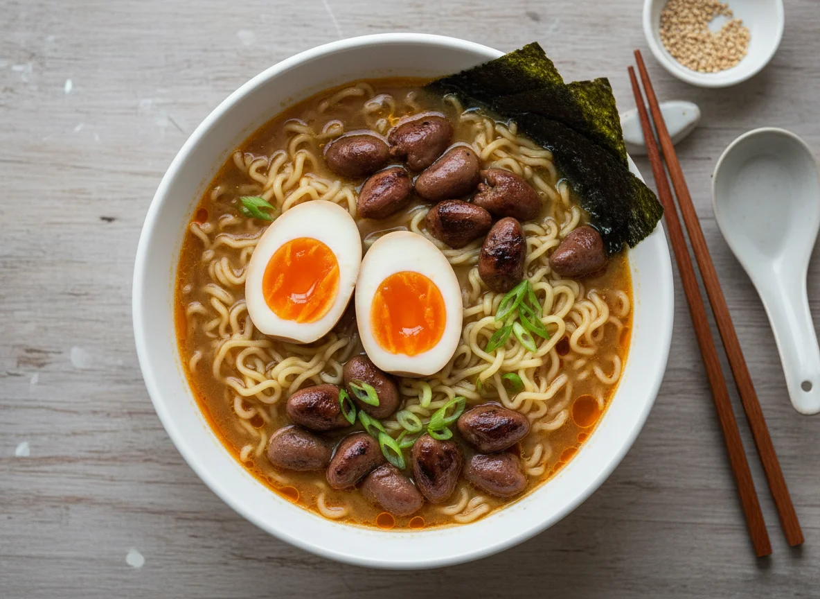 Ramen with Chicken Hearts and Egg photo
