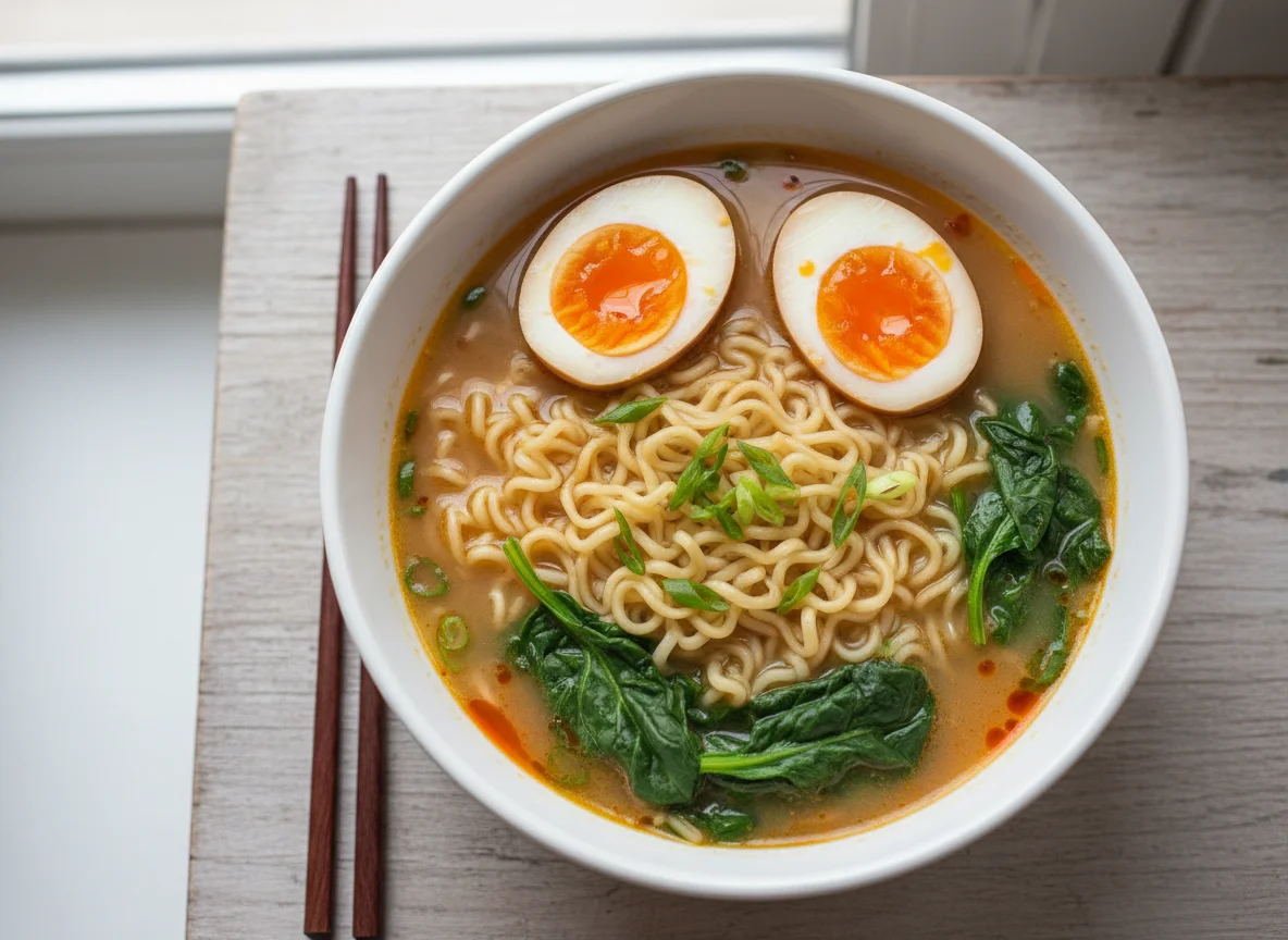 Ramen with Egg and Spinach photo